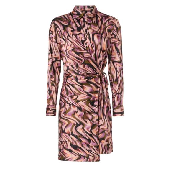 Donna Morgan Wrap Dress in Pink Multi, Size US 8 - Picture 1 of 9